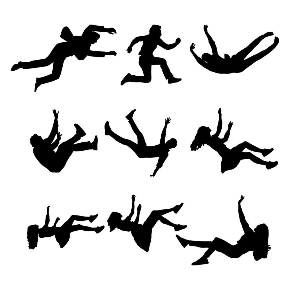 silhouette black people falling down from sky illustration collection vector