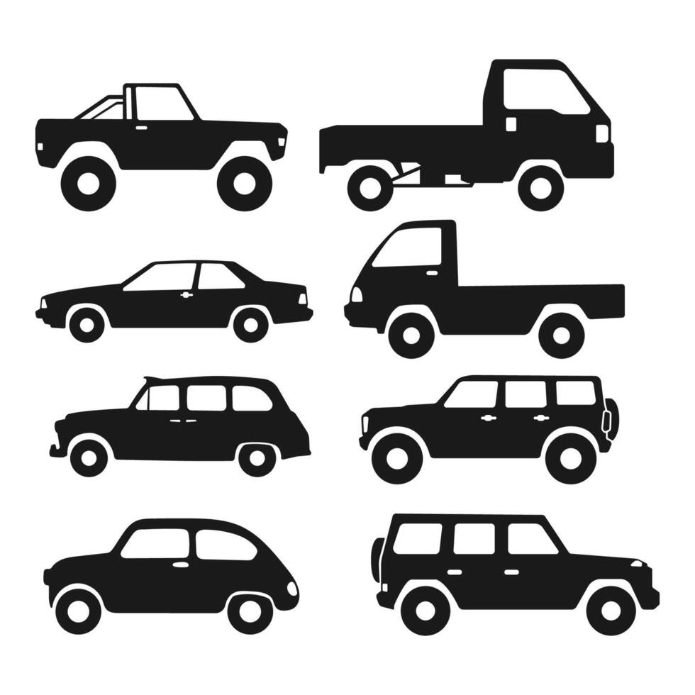 silhouette simple car collection, illustration flat design vector
