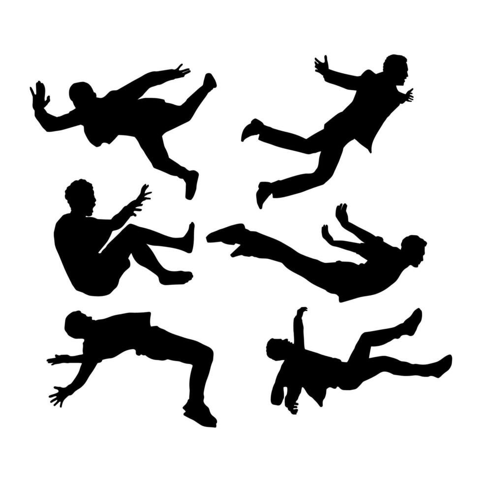 silhouette black people falling down from sky illustration collection vector