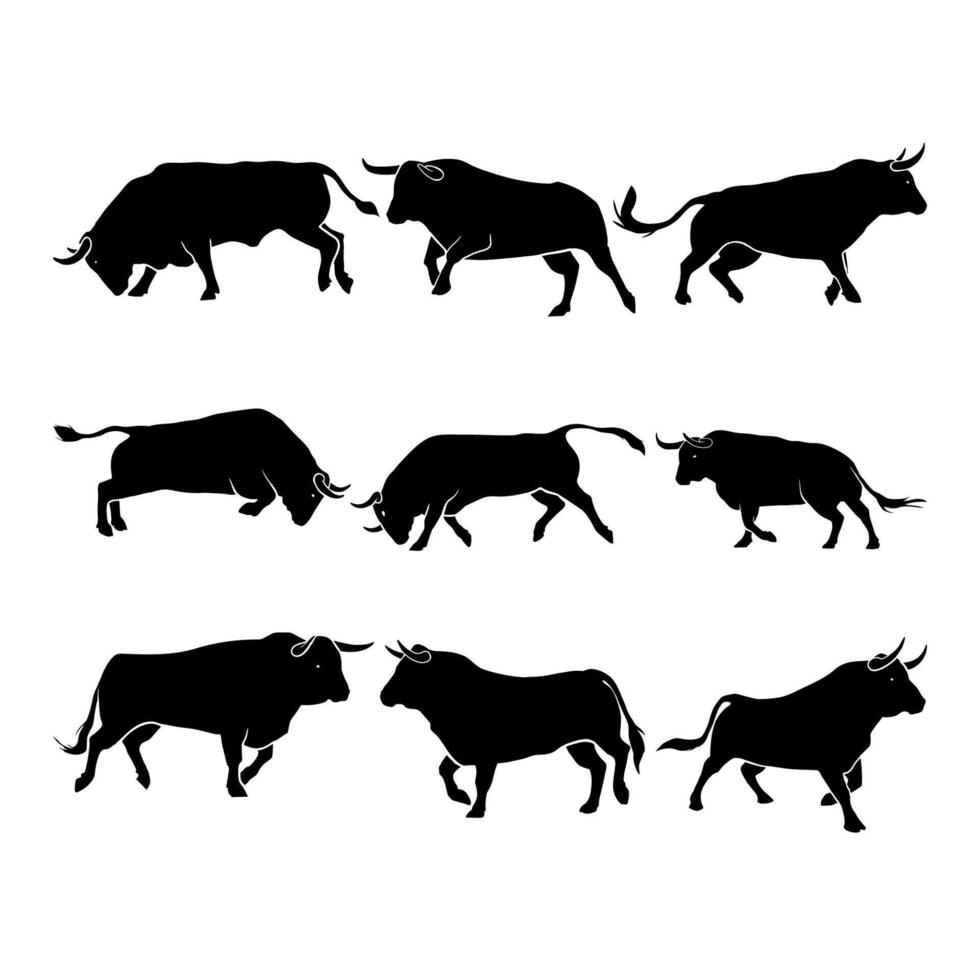 silhouette bull matador illustration collection vector