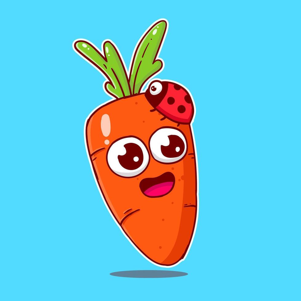 illustration cartoon carrot with smile face good for sticker vector