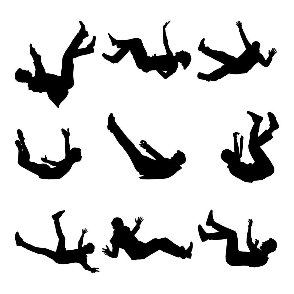silhouette black people falling down from sky illustration collection vector