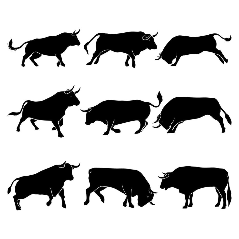 silhouette bull matador illustration collection vector