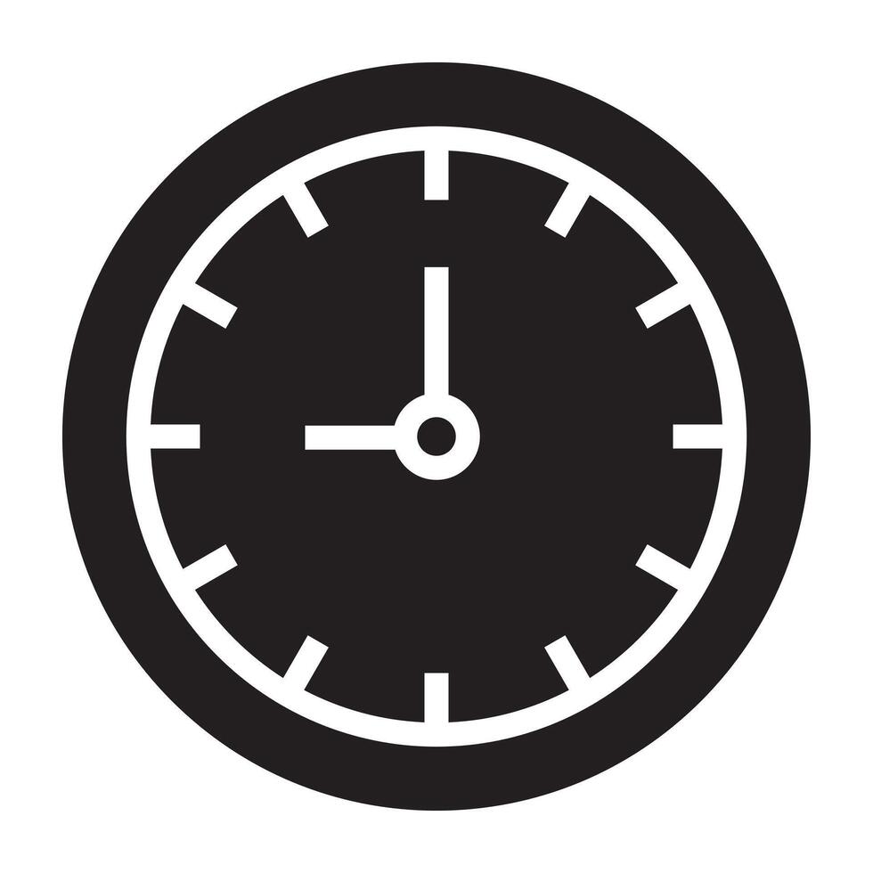 Clock timing black icon. vector