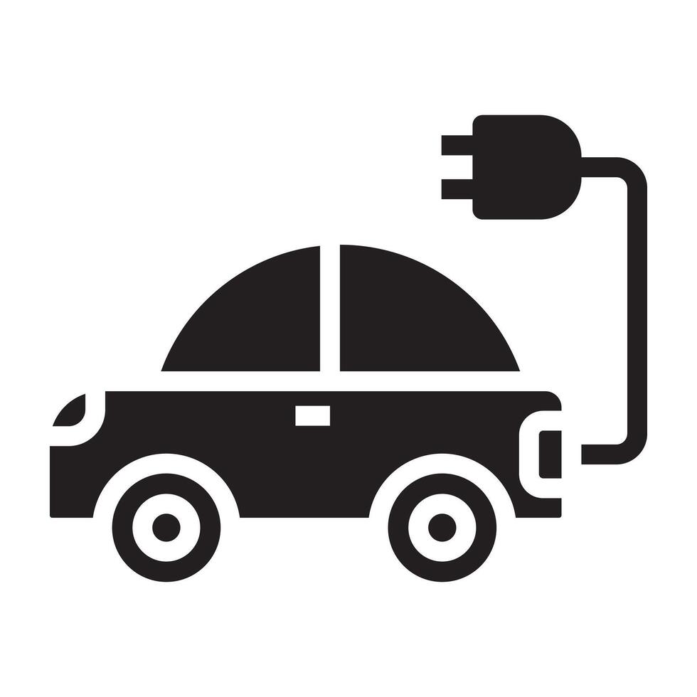 Electric car black icon. vector