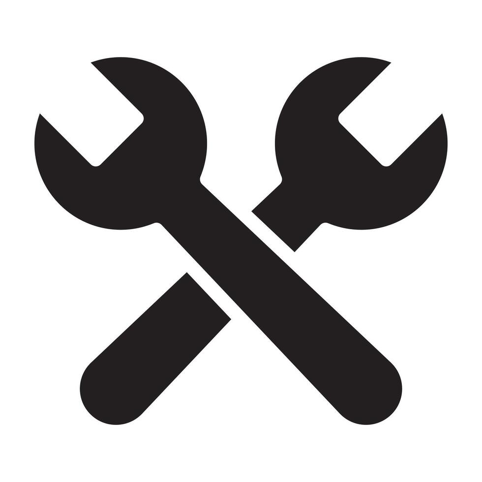 Wrench tools black icon. vector