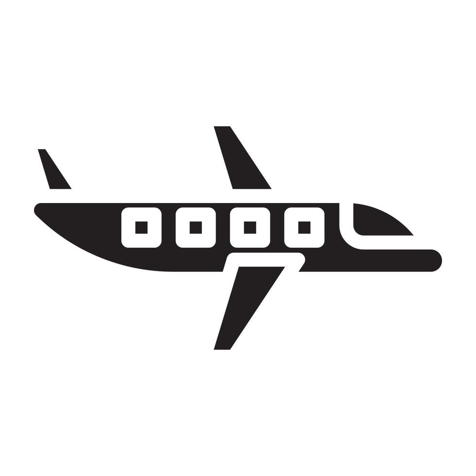 Airplane black icon. vector