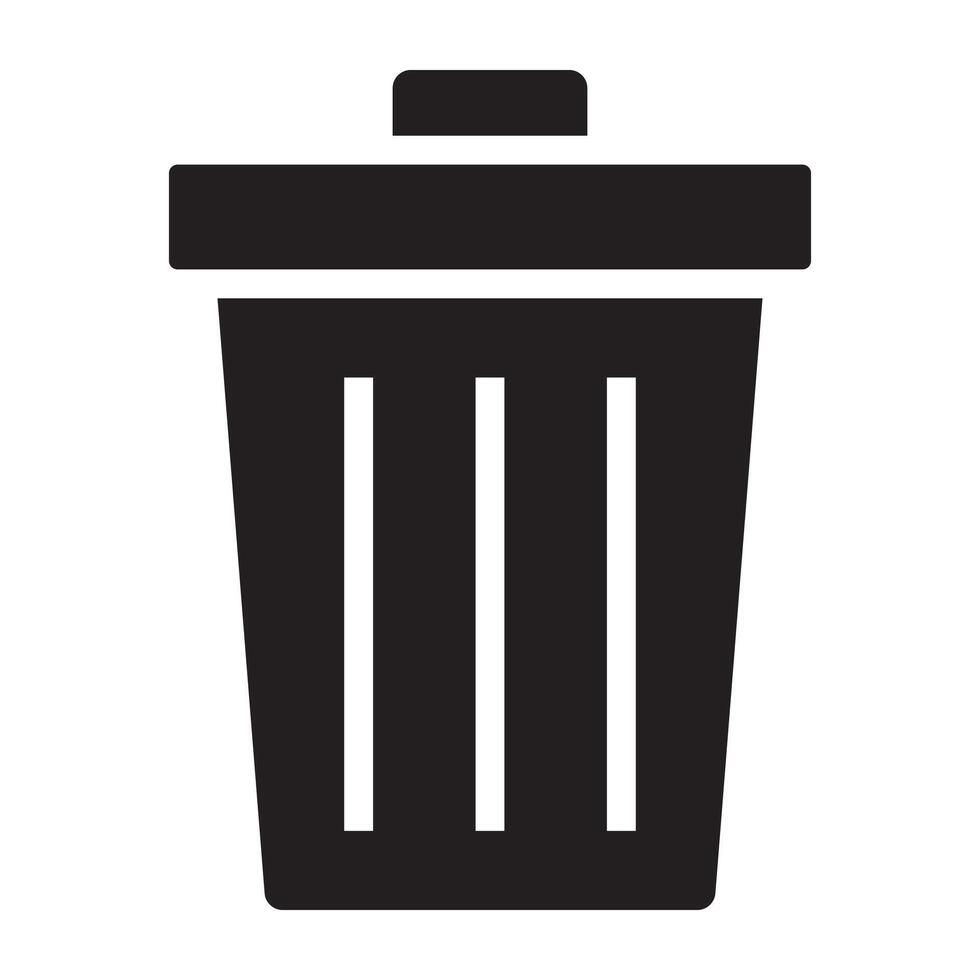 Trash can black icon. vector