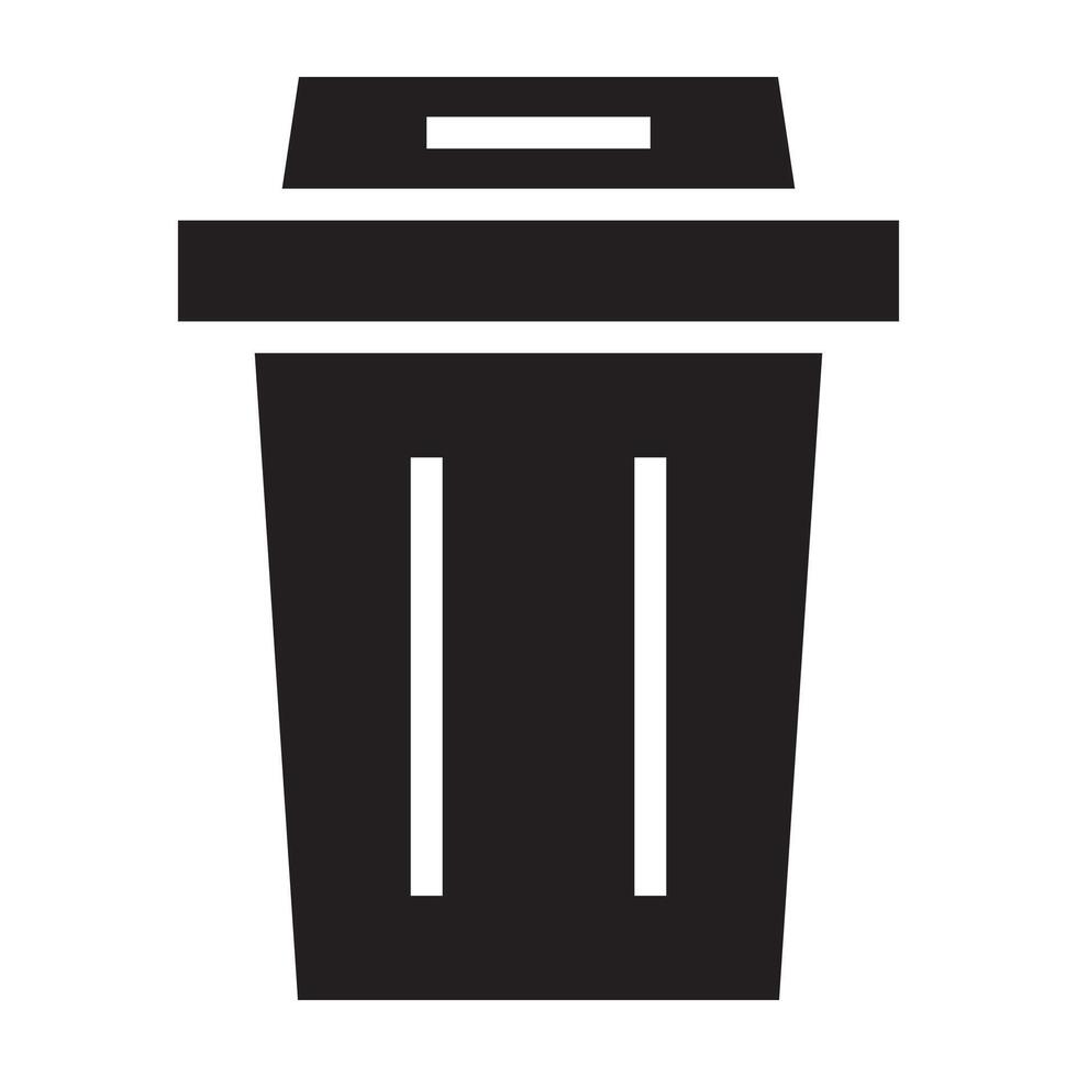 Trash can black icon. vector