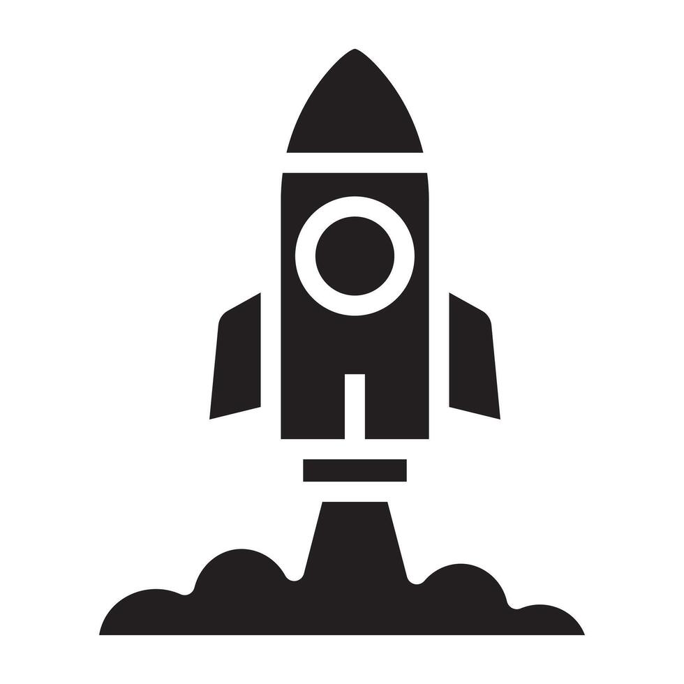 Rocket launch black icon. vector