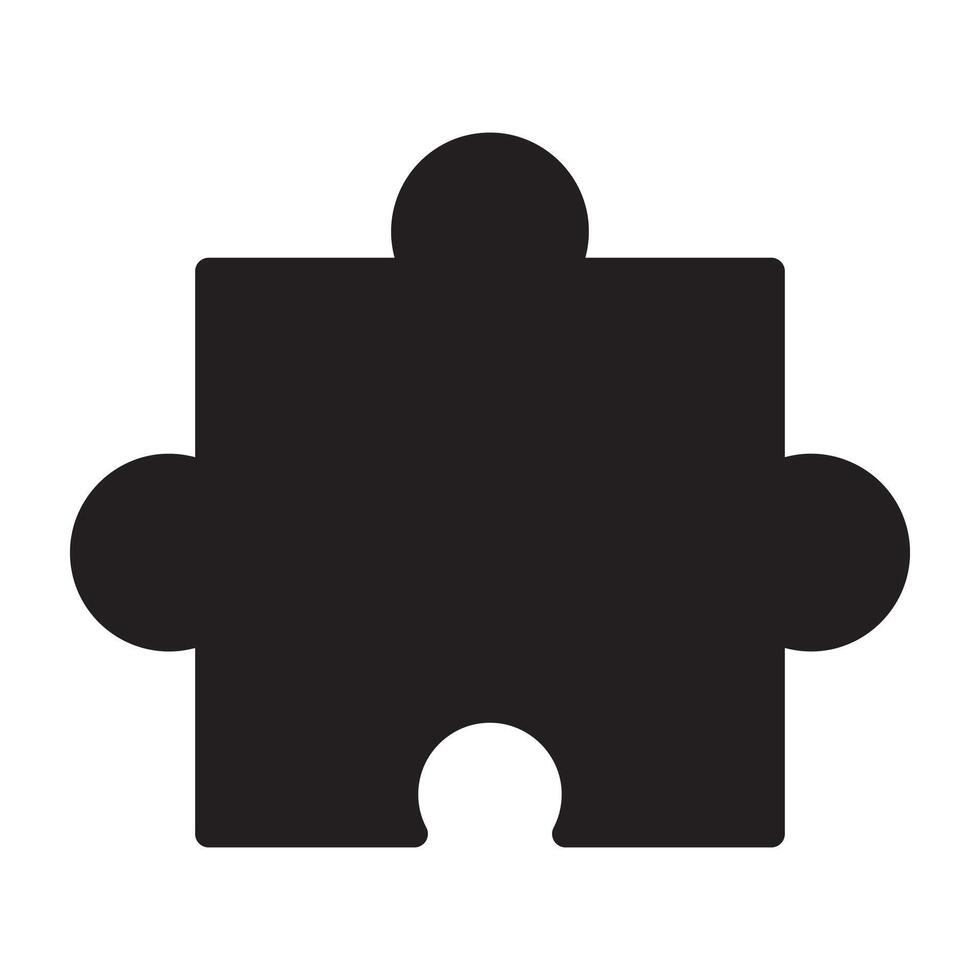 Puzzle piece solution black icon. vector
