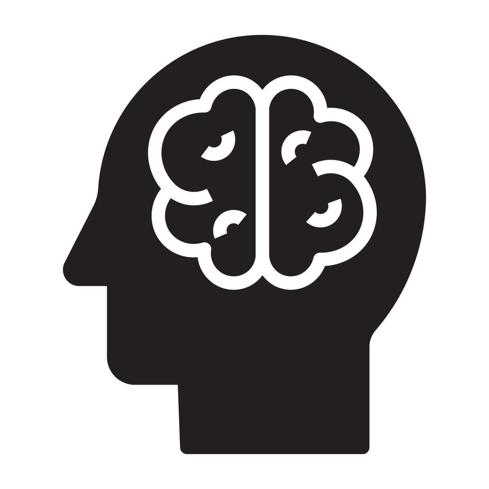 Brain innovation black icon. vector