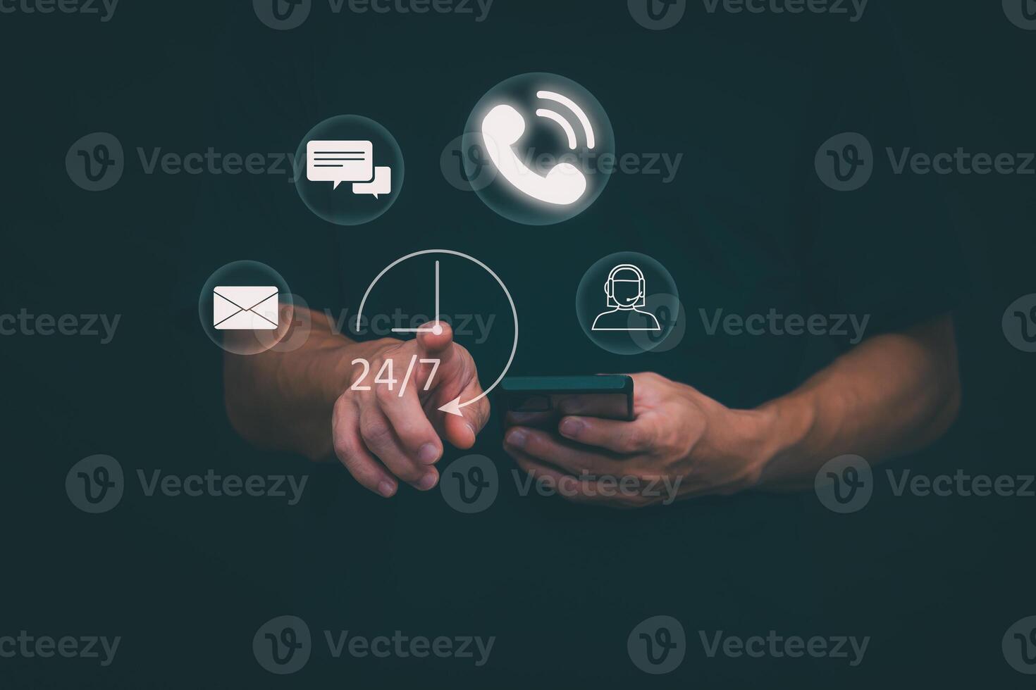 Customer service department and automated customer consultation hotline service provider To solve problems for customers, 24 hours 7 days worldwide online technical support. photo
