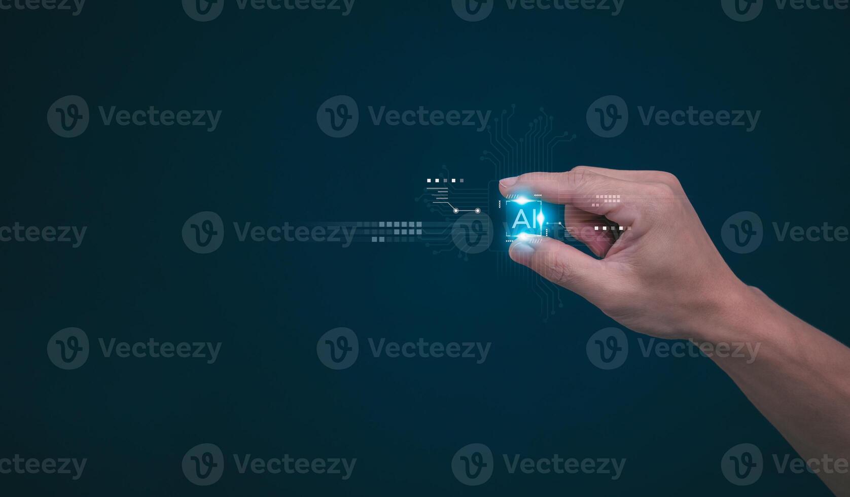 The person showing AI technology that connects information to various systems, concepts, management, digital transformation Internet of Things, Big Data and Business Processes, Automated Operations photo