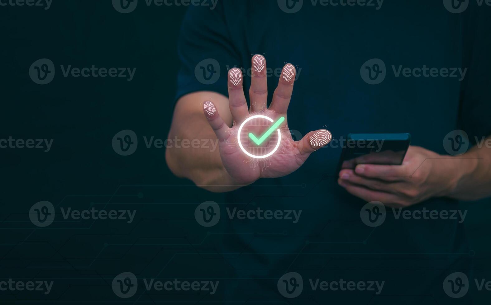 Person showing protection system In order to screen or prevent attacks from cyber, hackers, the concept of managing systems to be safe. digital transformation Internet of Things, Data Storage photo