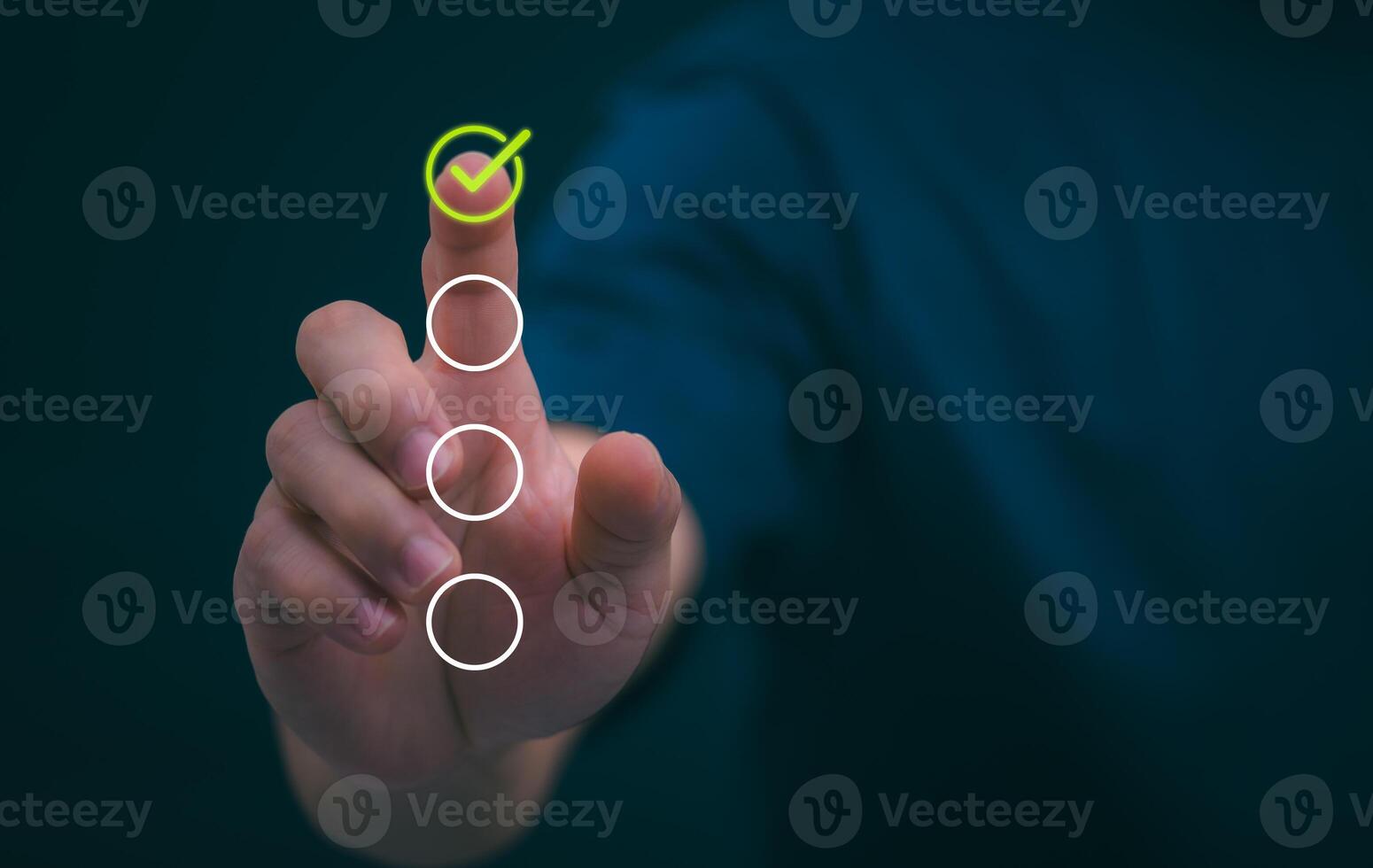 Businessmen mark check blocks to verify the correctness and approve or accept the agreement. in digital documents Concept of working via the internet photo