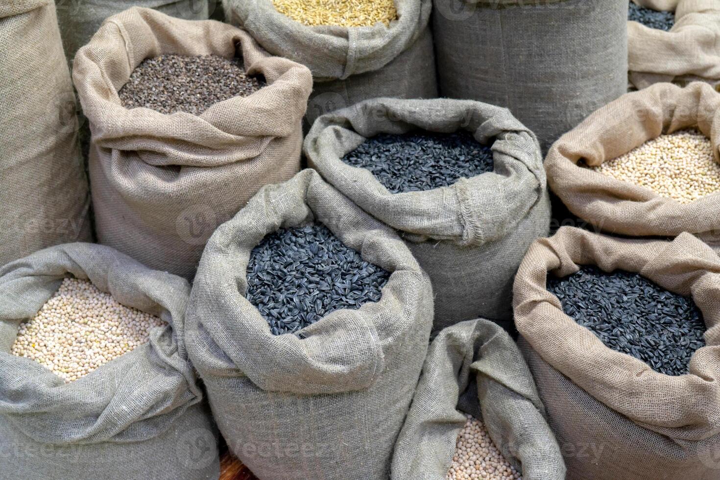 Sunflower seeds in bags. photo