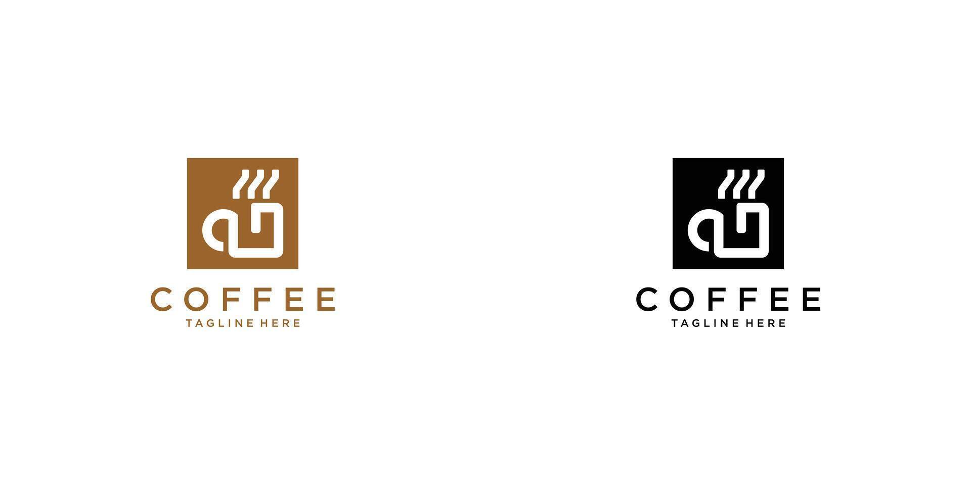 Simple cup coffee logo design with unique concept premium vector
