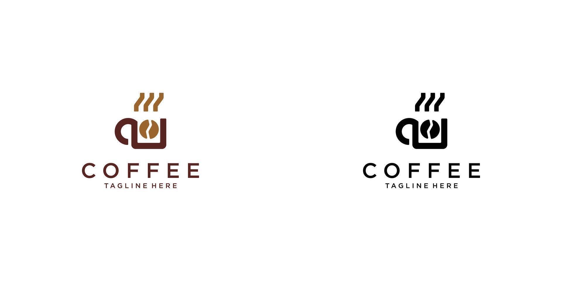Simple cup coffee logo design with unique concept premium vector