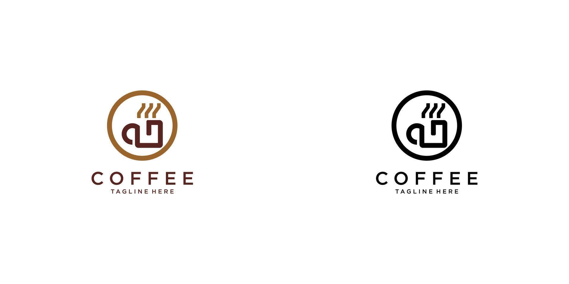 Simple cup coffee logo design with unique concept premium vector