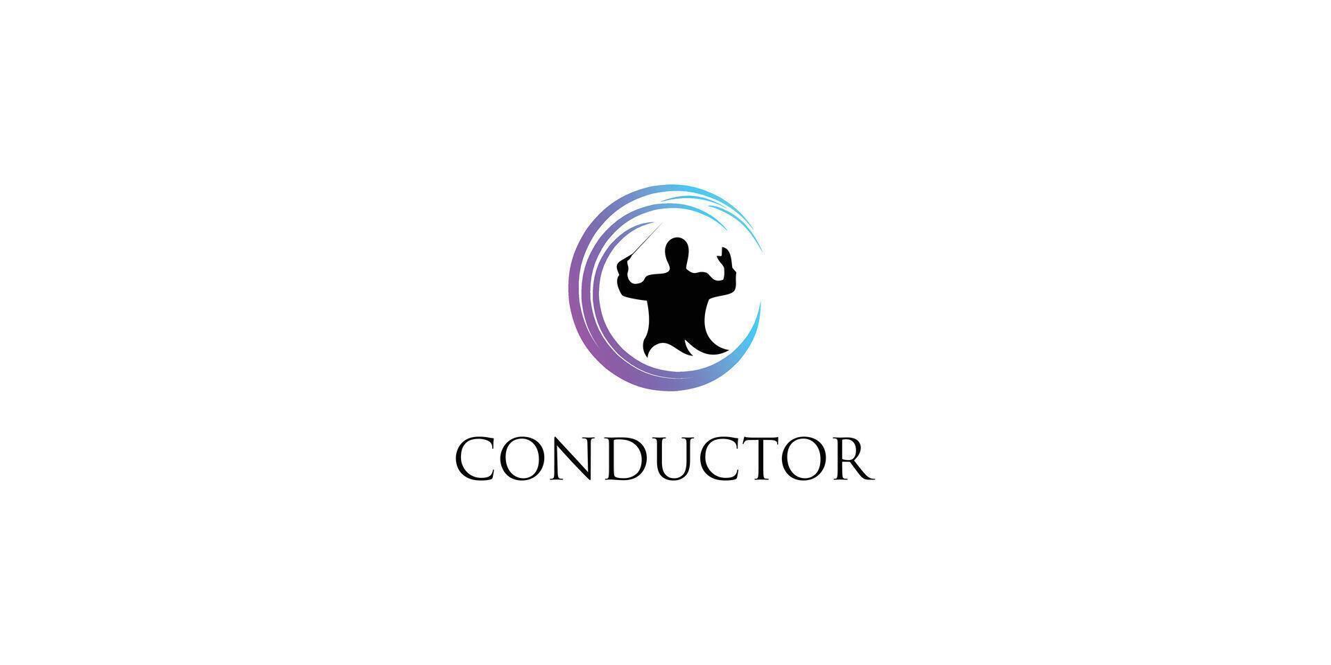 Creative Orchestra conductor man silhouette logo design, choir conductor premium vector