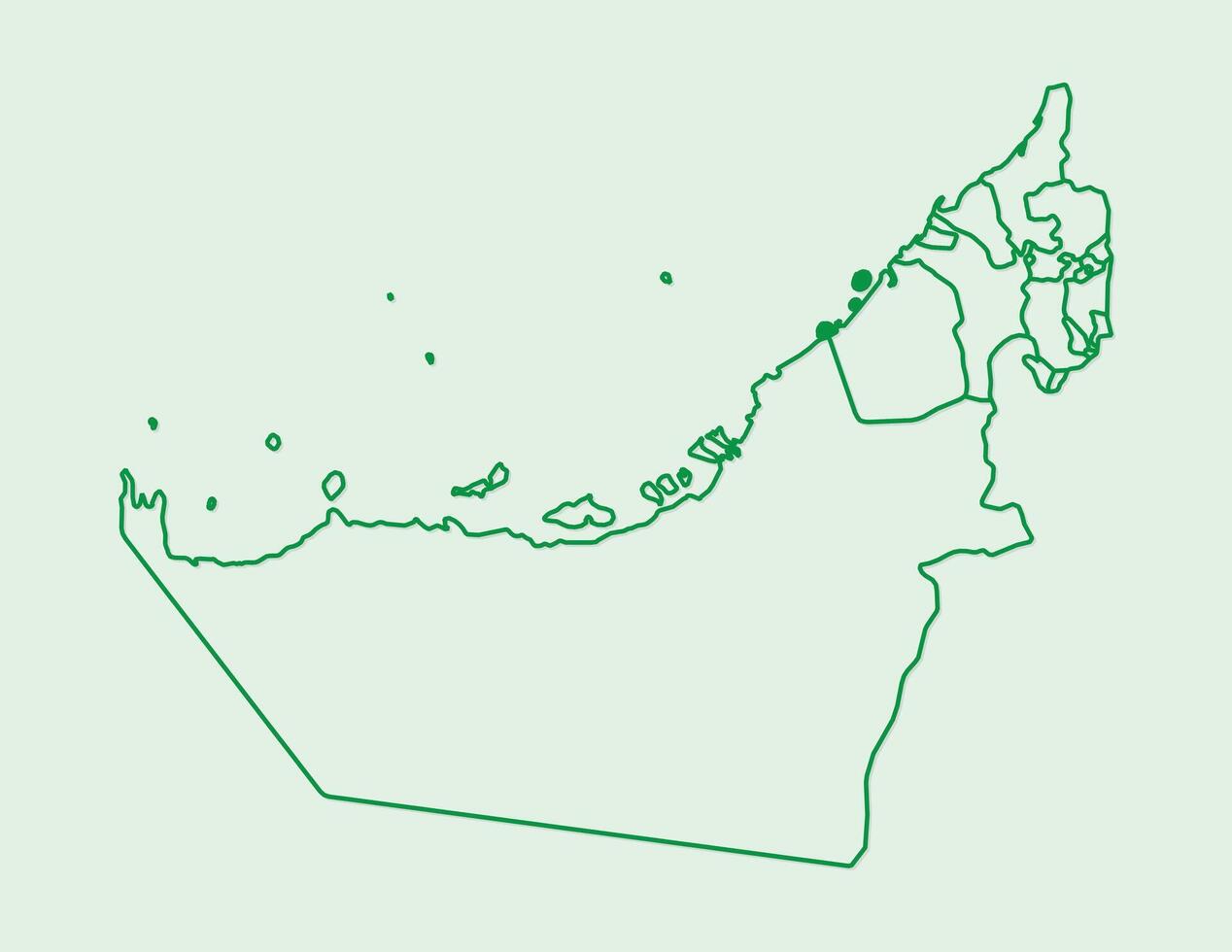 United Arab Emirates or UAE map with green lines of states or parts on light background illustration vector