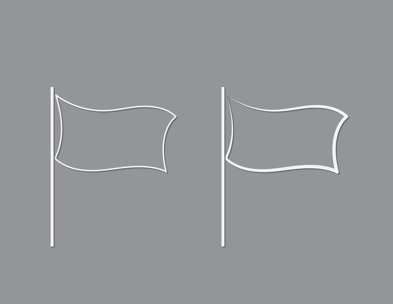 White color flags with simple lines for designs and pointers on black background illustration vector