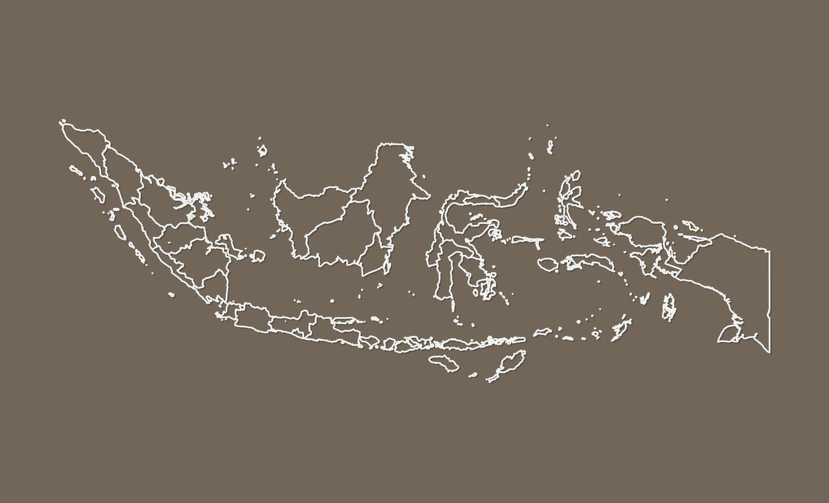 Indonesia map with white lines of provinces or divisions on dark background illustration vector