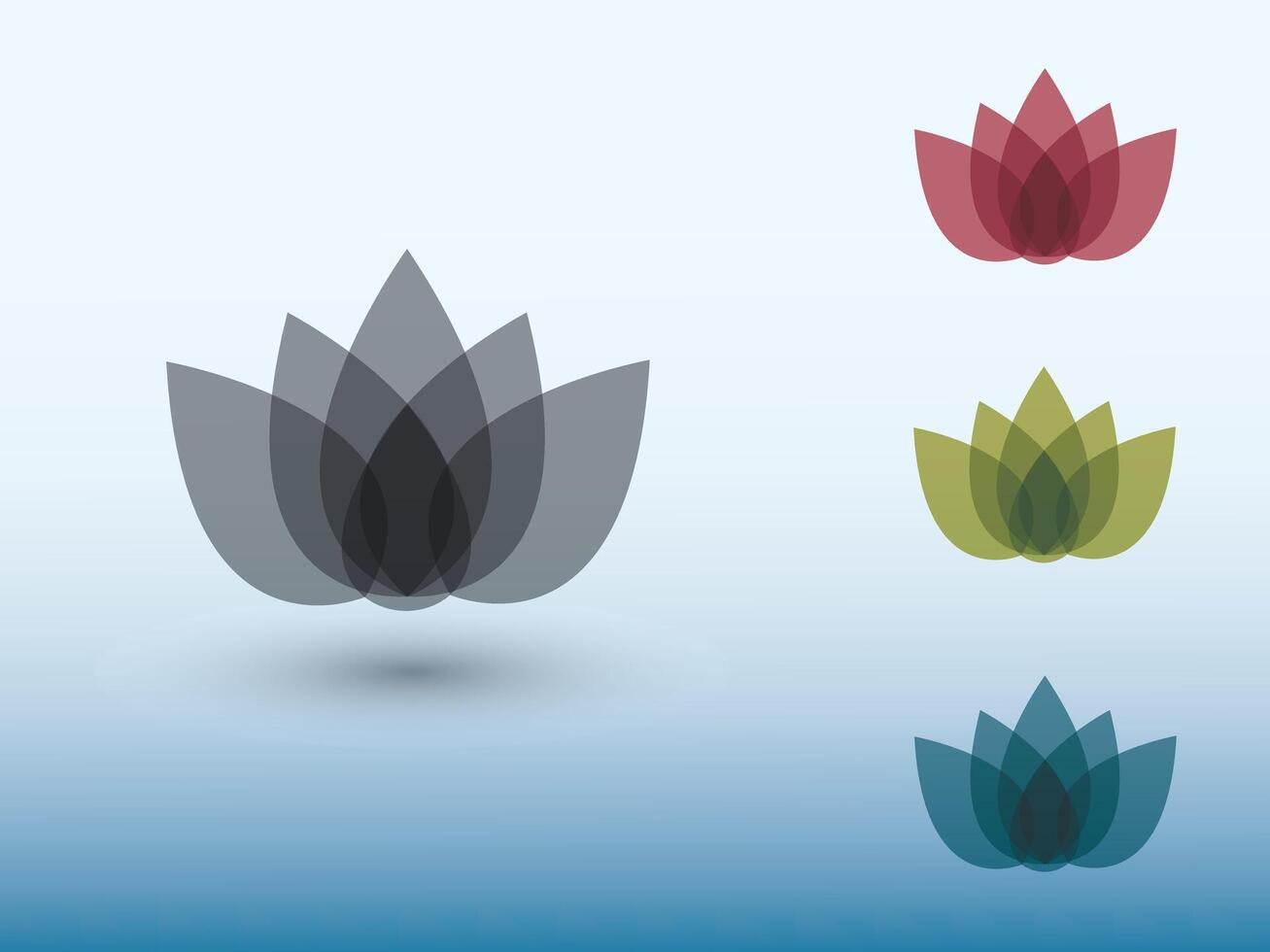 A set of colorful lotus flower logos on light background illustration vector