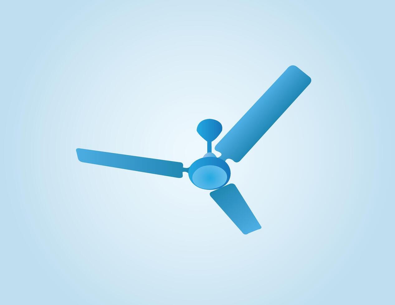 A blue ceiling fan on top position of a room for cooling illustration vector