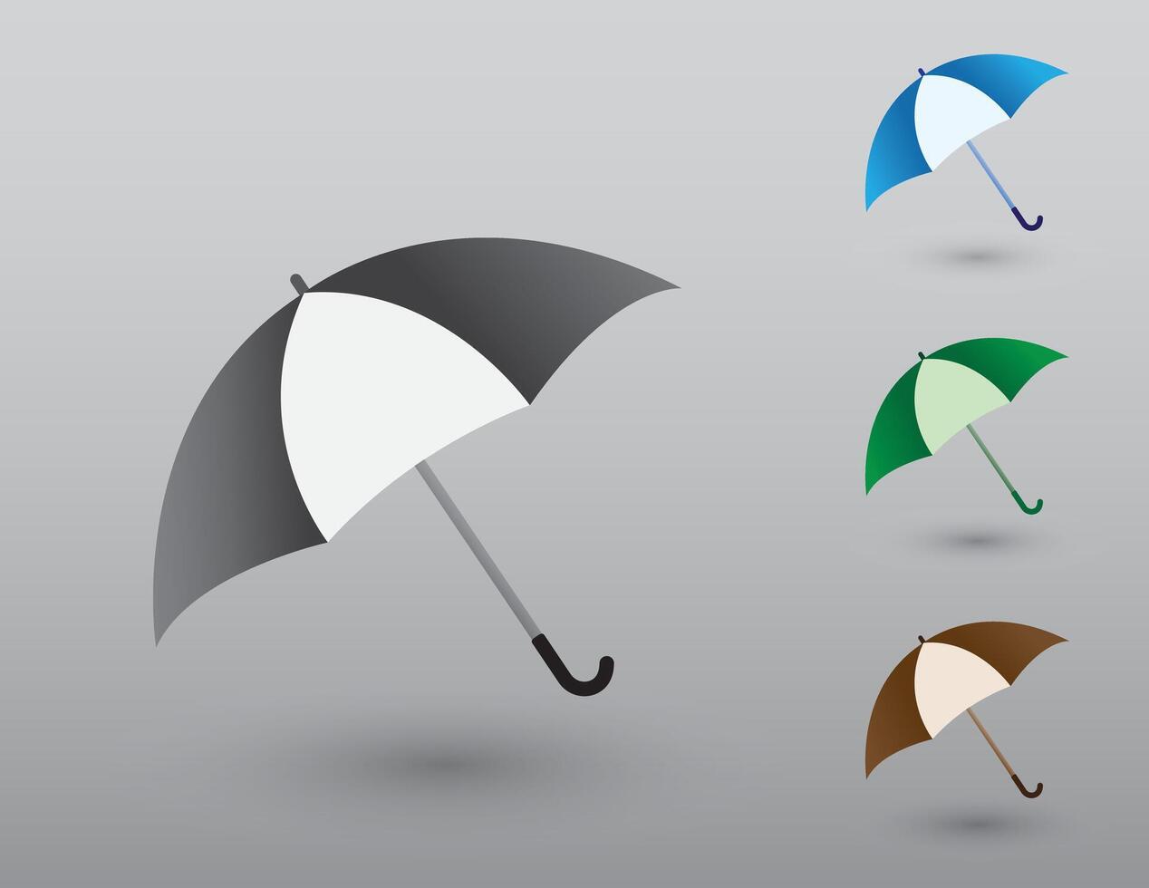 A set of colorful simple umbrellas to protect from rainy weather illustration vector
