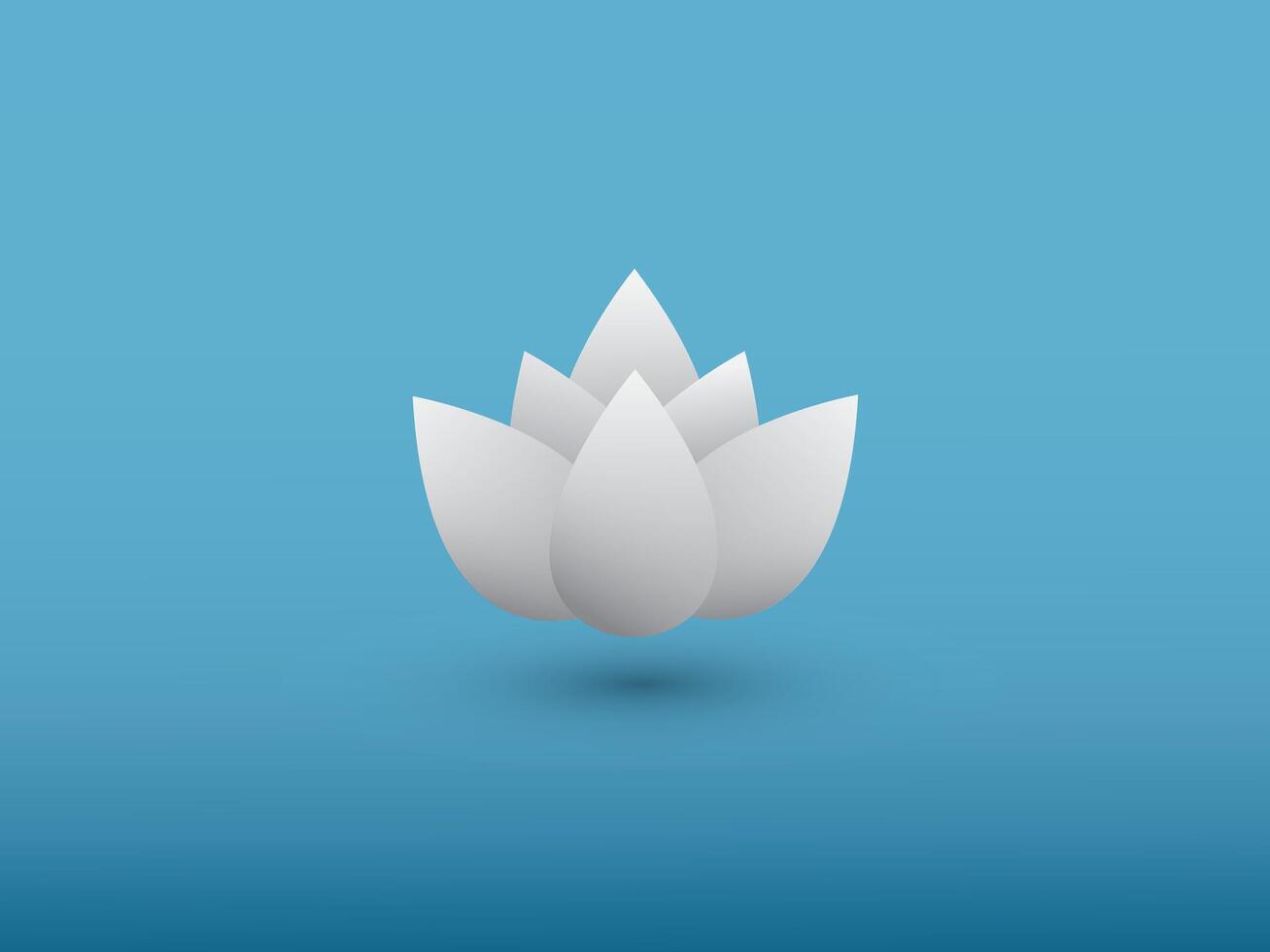 A white lotus flower logo on blue background illustration vector