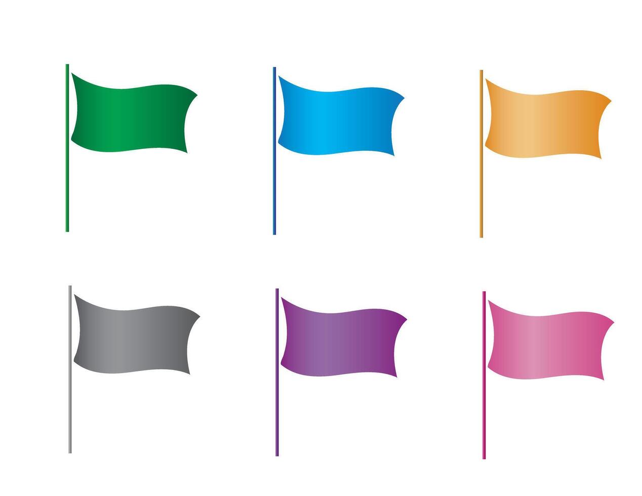 A set of single color flags for designs and pointers illustration vector