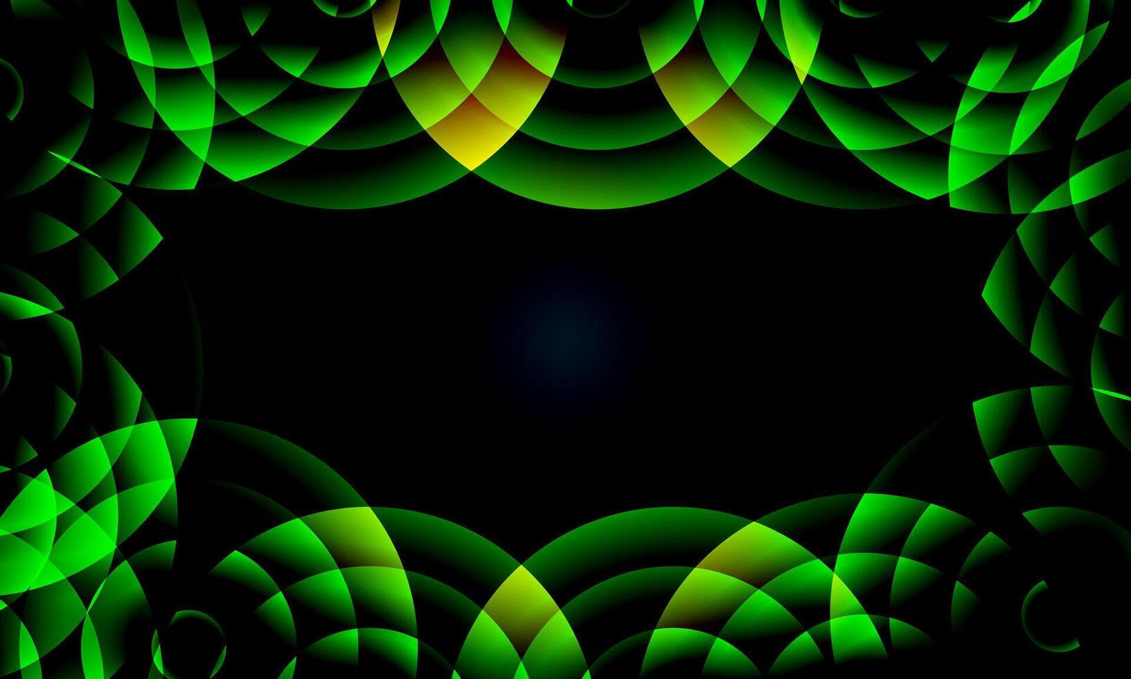 Abstract luxury green circle lines and lighting effect on green background. dark background. copy space. vector