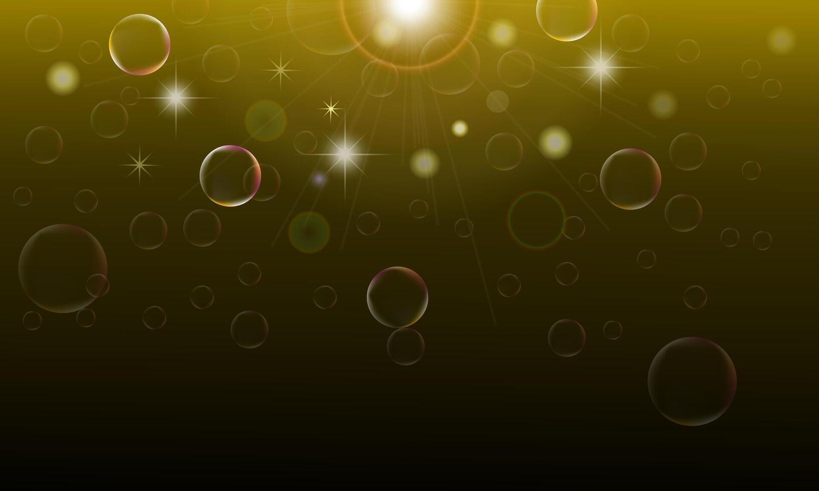Glow light effect on dark background. golden light. circle bubble. vector