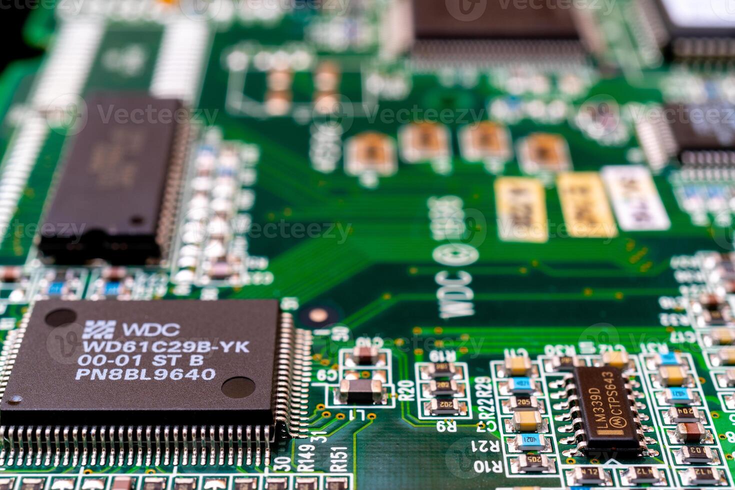 Board of modern computer. Computer repair. Modern computer technology. photo