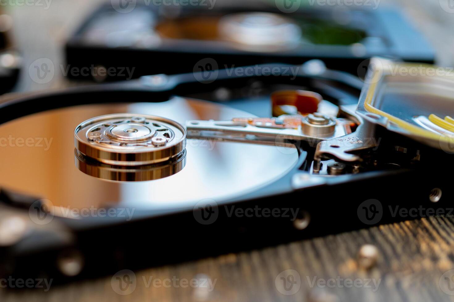 Computer hard drive. Computer Repair. Modern computer technology. photo