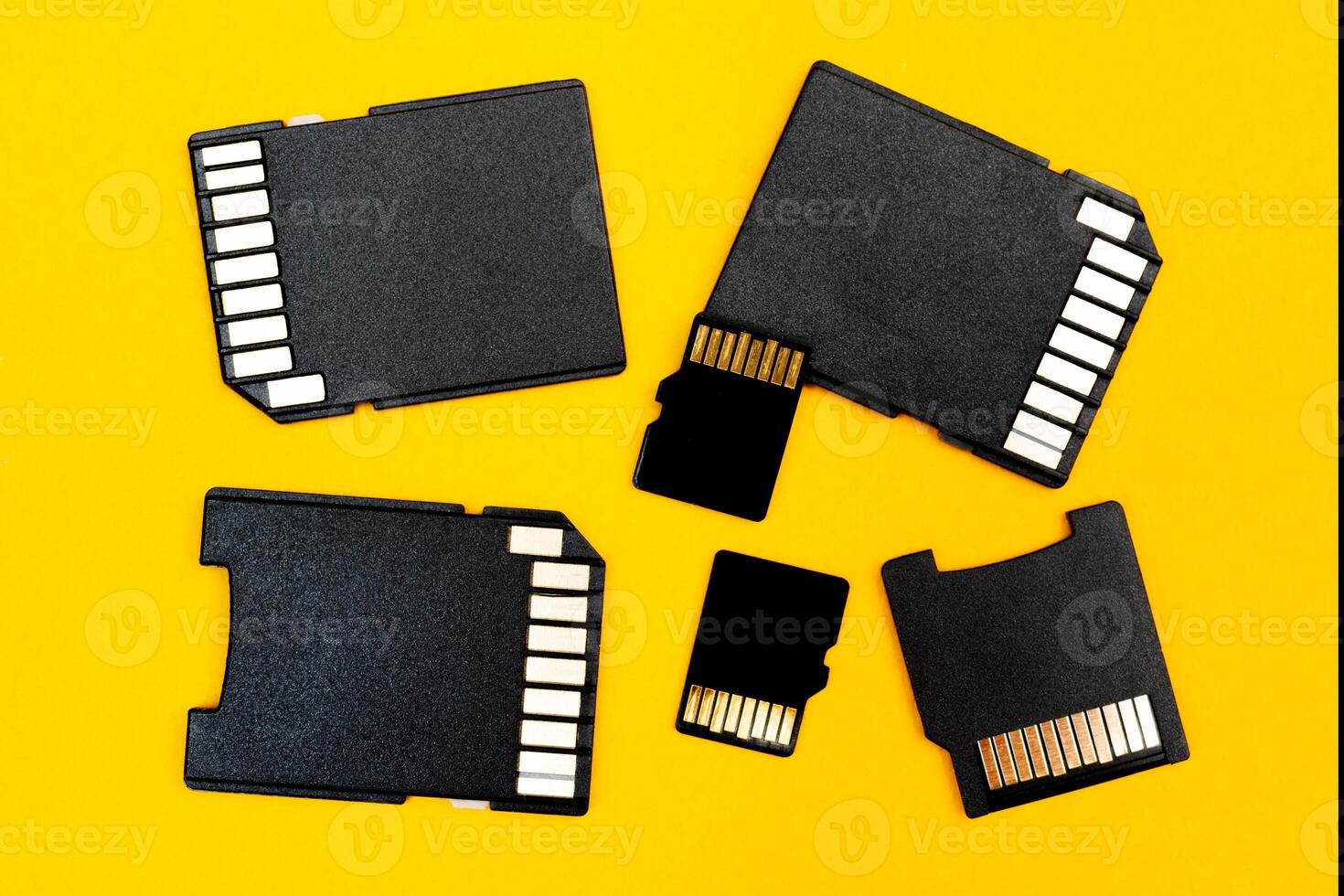 Memory cards for gadgets. Modern storage devices. Digital recording of information. photo