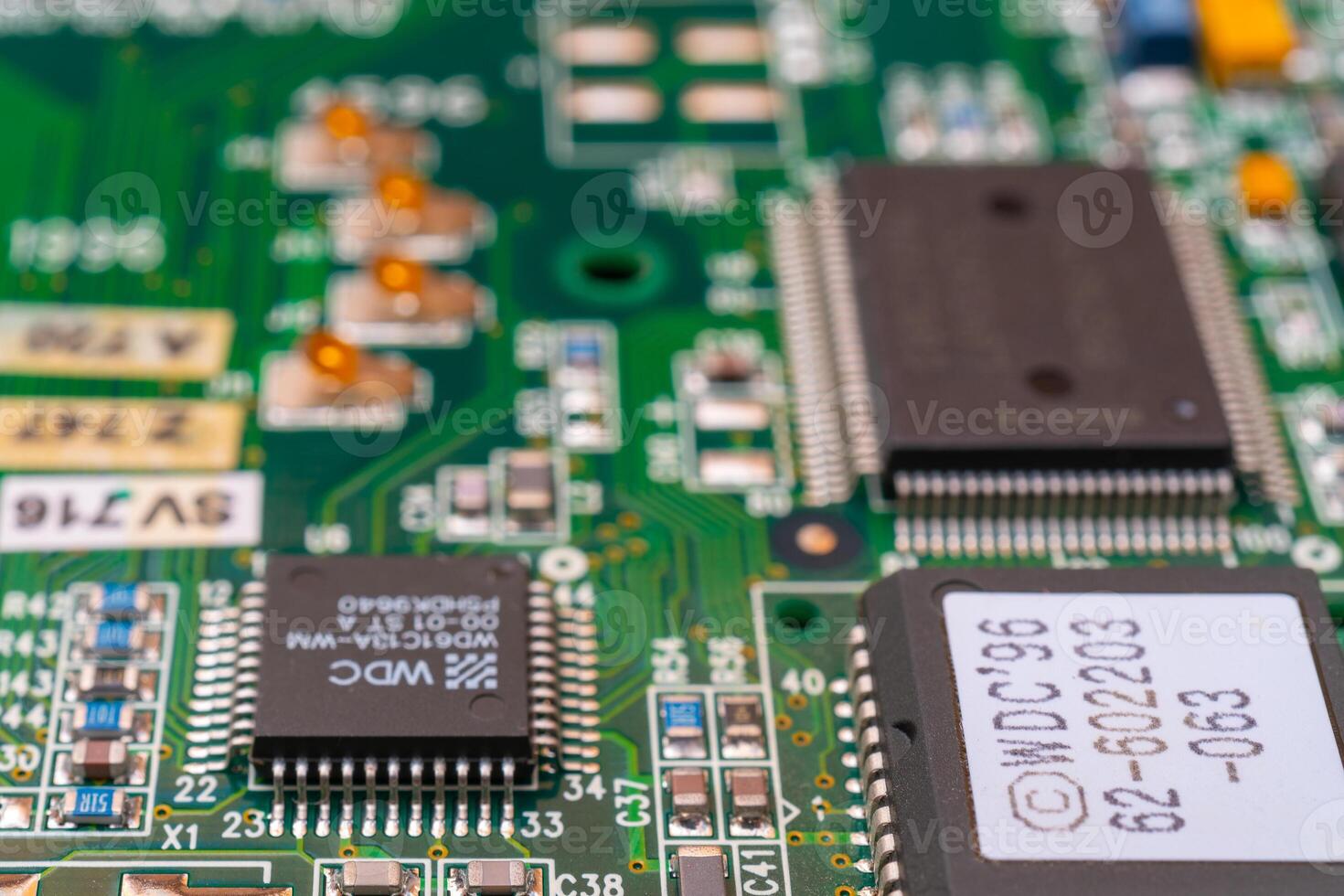 Board of modern computer. Computer repair. Modern computer technology. photo