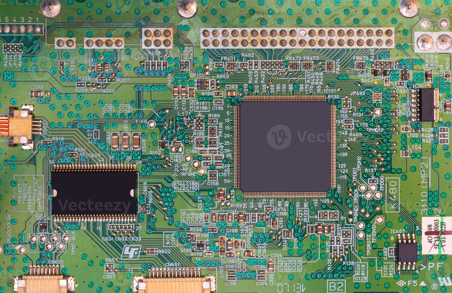 Board of modern computer. Computer repair. Modern computer technology. photo