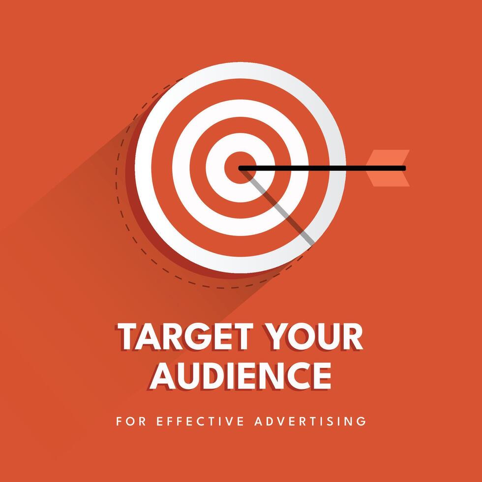 Target Audience Red Social Media Post for Advertising, Marketing and Finding the Right Audience. Illustration Template. vector
