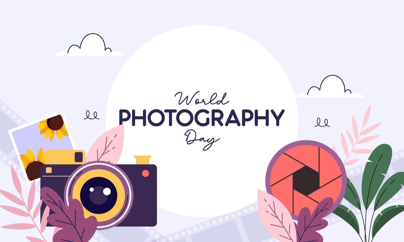Flat Design World Photography Day Concept Background vector