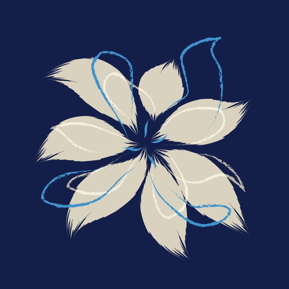 an abstract representation of a flower against a deep blue background. The flower is composed of eight large vector