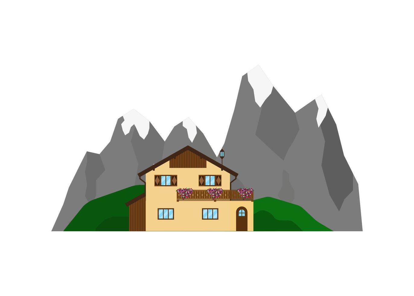Private house on the mountains landscape. vector