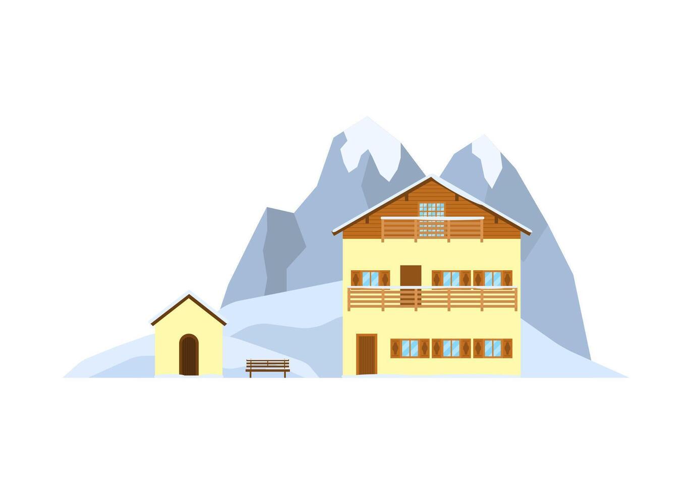 Private house on the mountains landscape. vector