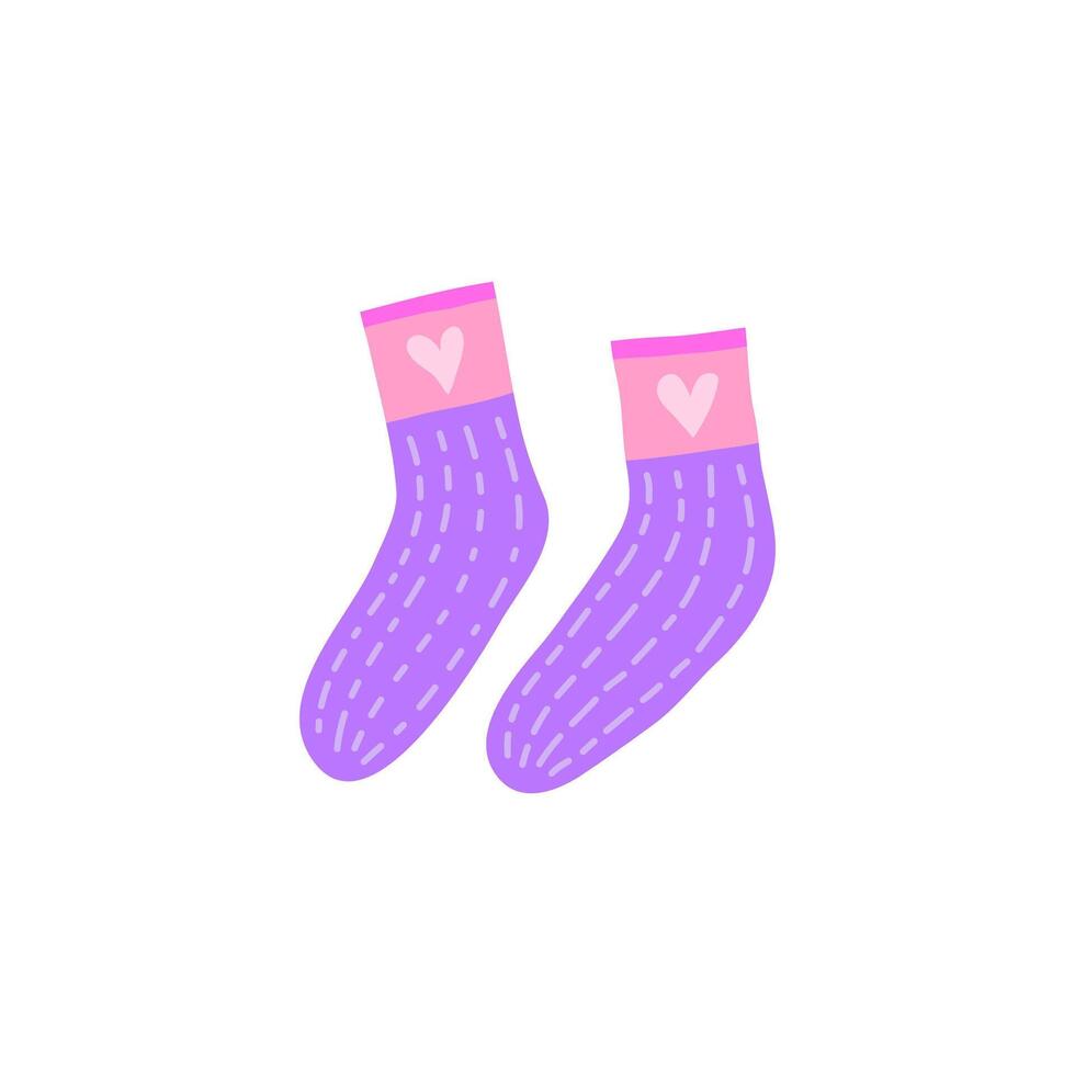 Doodle socks with hearts. vector