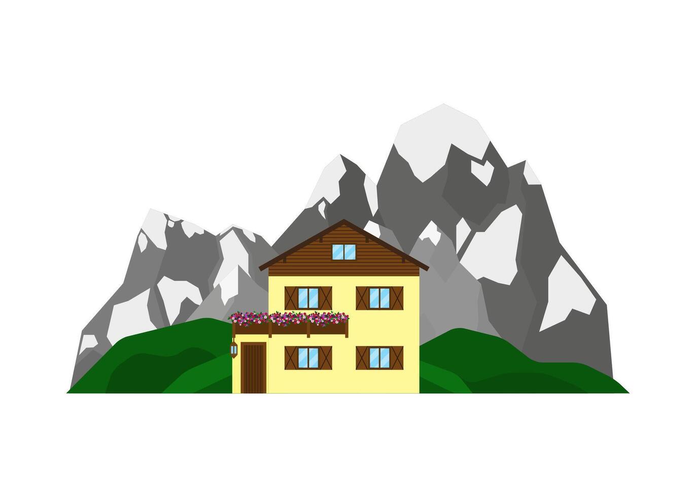 Private house on the mountains landscape. vector