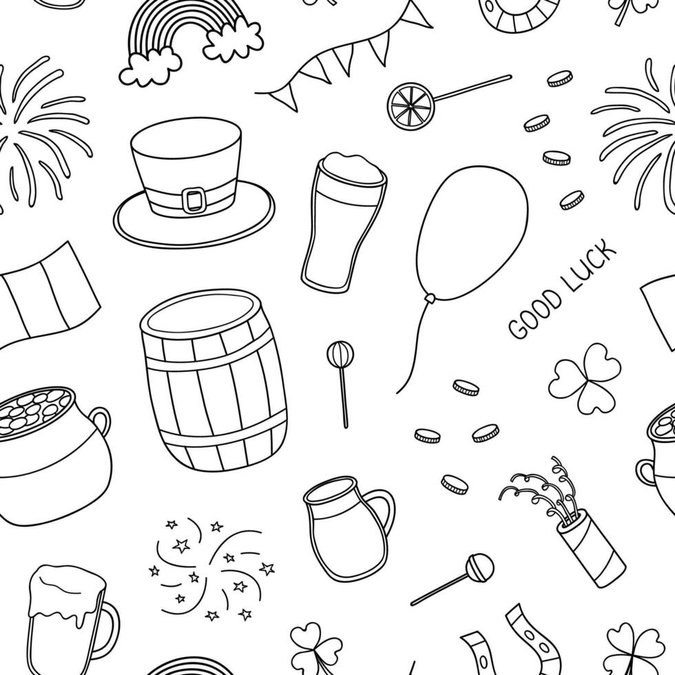 Seamless pattern with items for Saint patrick s day. vector