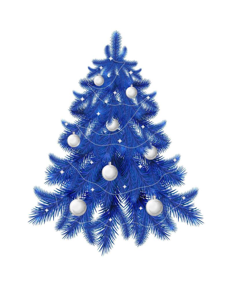 Blue Christmas tree isolated on white background. vector