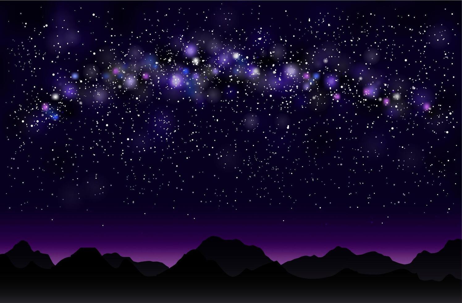 Milky way in the mountains. vector